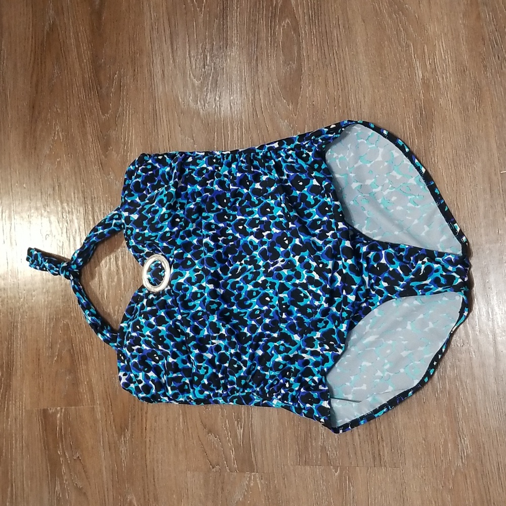 Miraclesuit Blue Teal Halter One-Piece Swimsuit